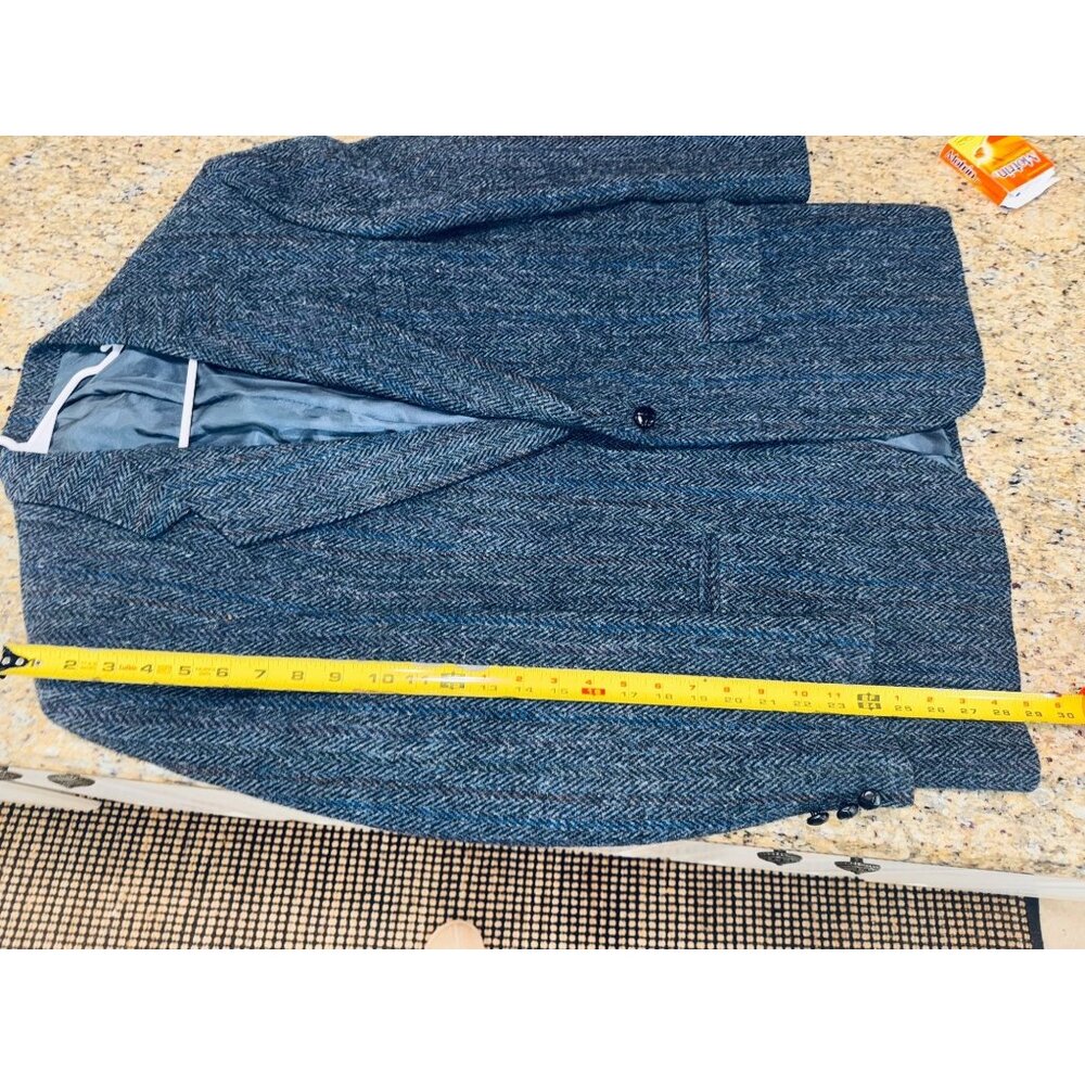 Vintage Ricksons British Wool Herringbone Blazer Jacket 44R Preppy Academic Mone - Picture 7 of 15